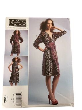 Vogue V1301 Sewing Pattern Koos Dress Size XS-S-M New in Package Wrap Shift OOP